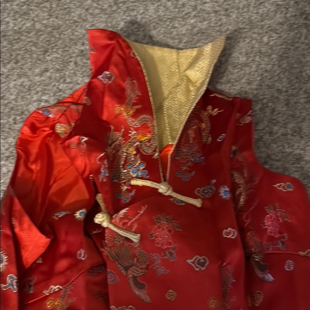Red Embroidered Jacket with Gold Accents